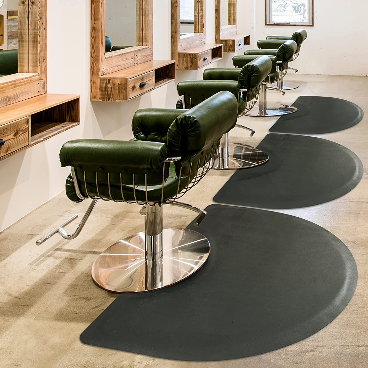 3 Size Salon Mat Barber Shop Anti-Fatigue Salon Chair Mat Black Semi Circle Stan