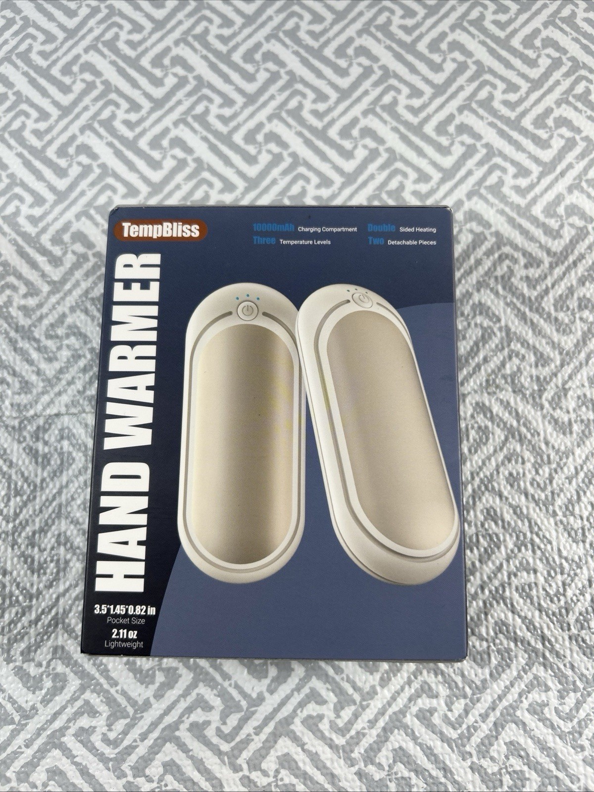 TempBliss Rechargeable Hand Warmers Gold New