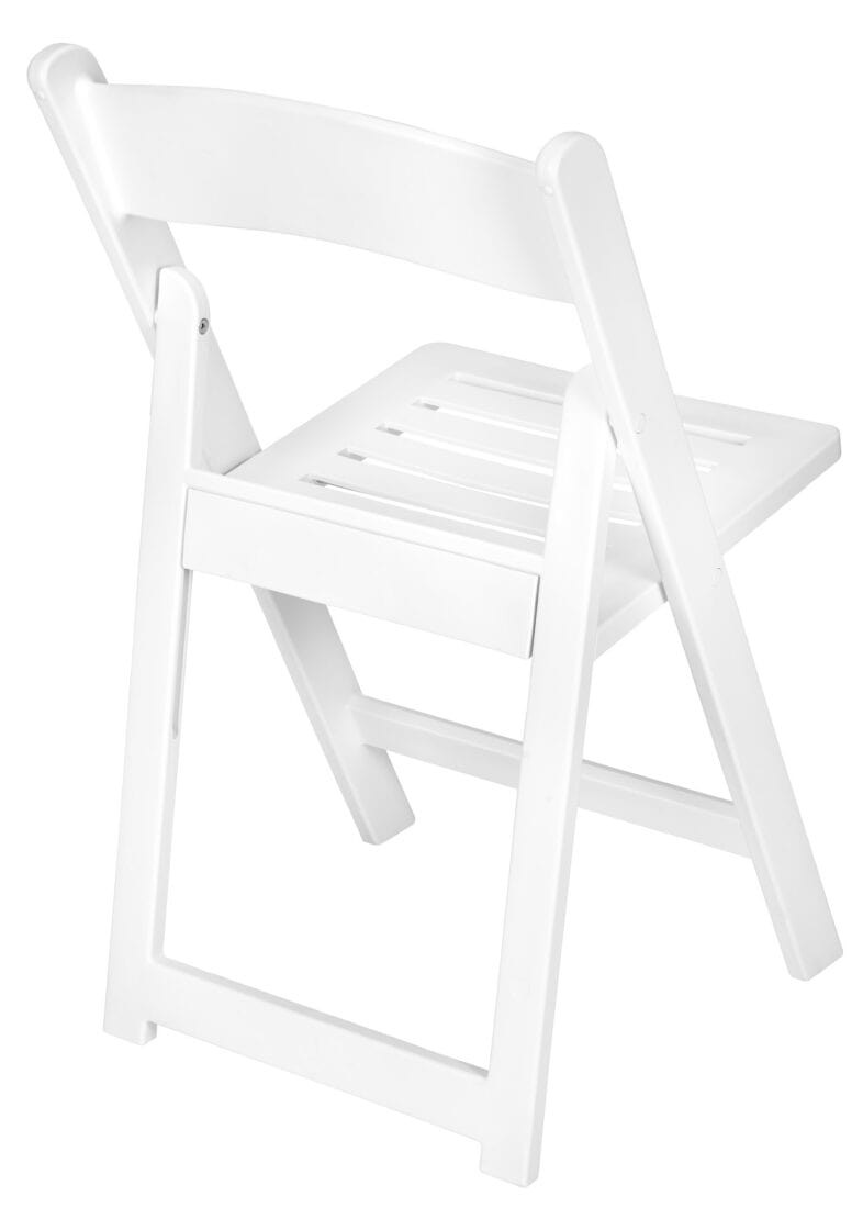 White Resin Folding Chair with Slatted & Padded Seat - 2N1 by Chivari