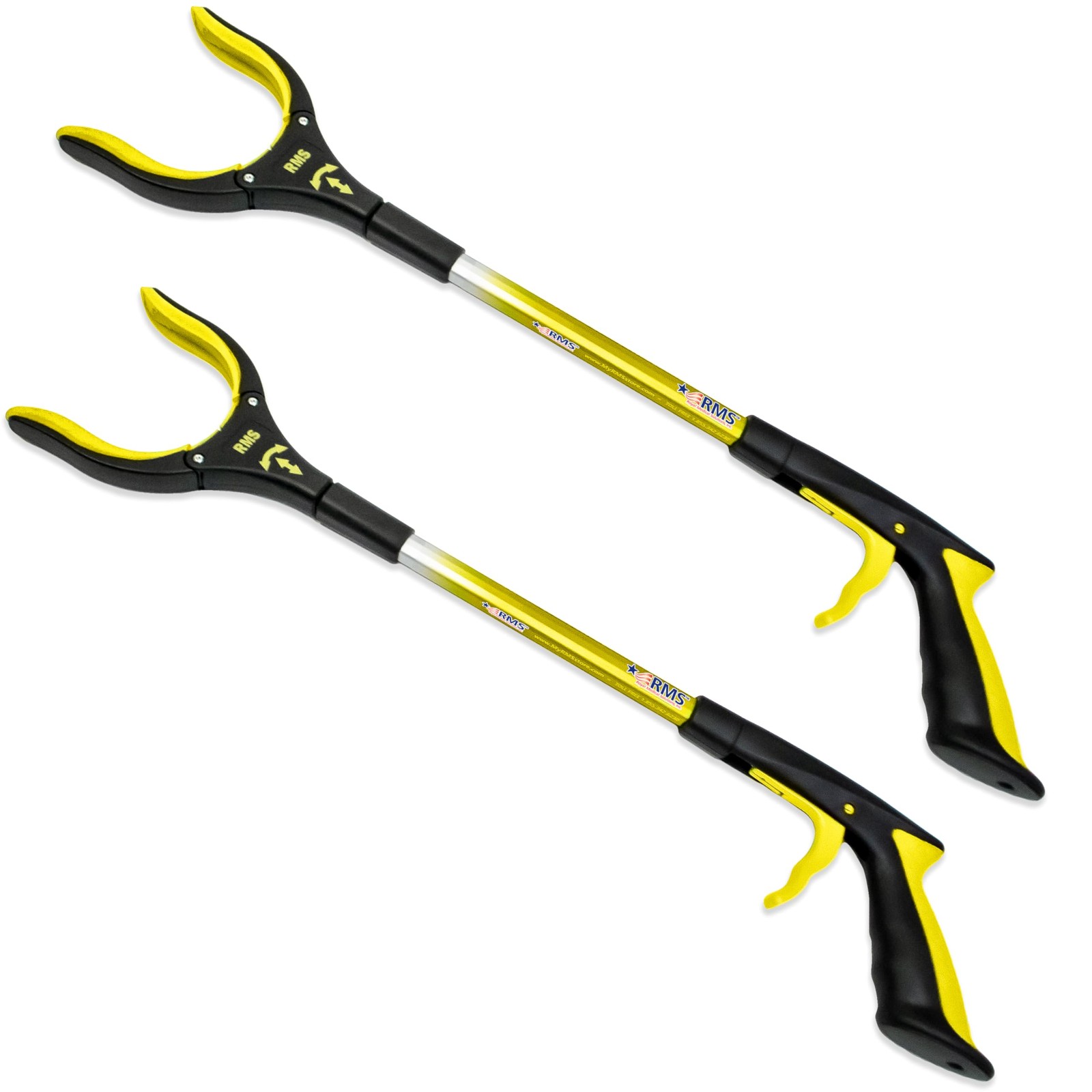 RMS 2 Pack 21 Inch Short Grabber Reacher with Rotating Jaw - Mobility Aid Rea...