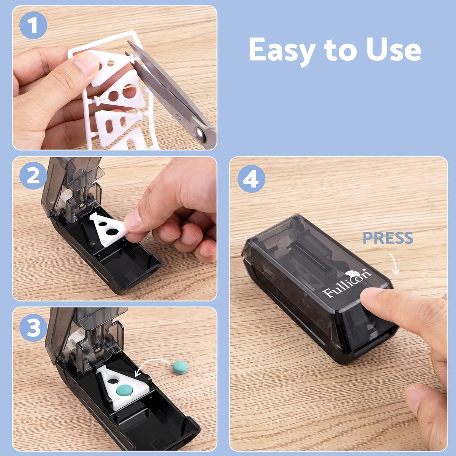 Precision Pill Cutter with V-Shape Holder & Sharp Blade - Travel-Friendly Design