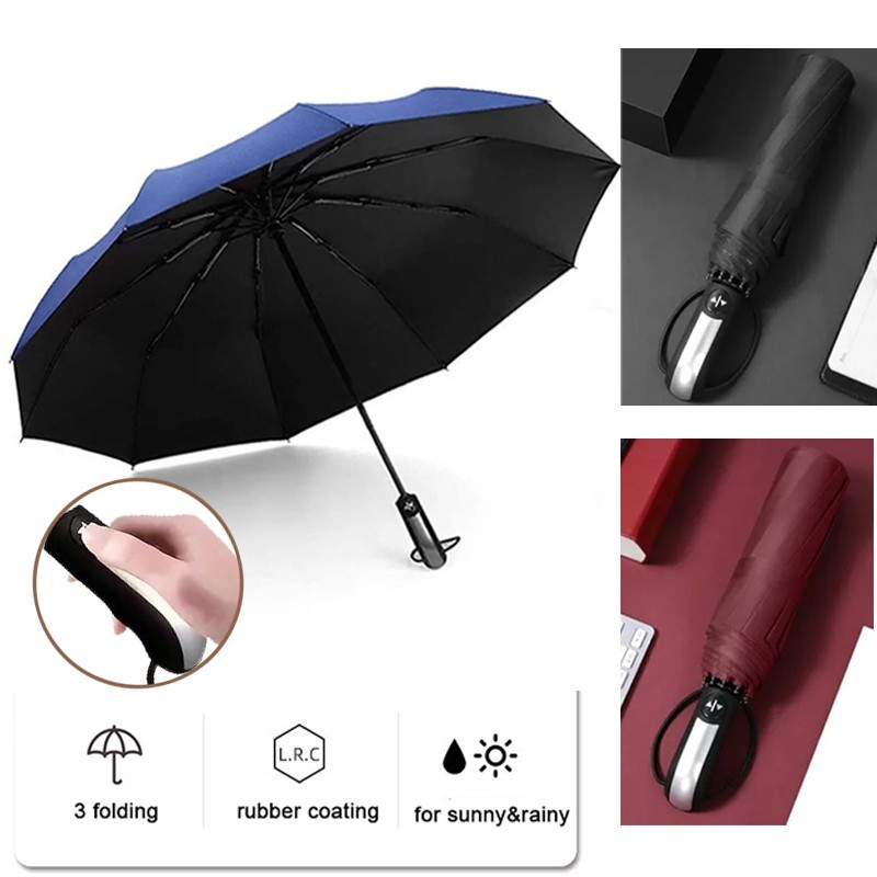 Umbrella Anti-UV/Sun 3 Folding Rain Auto Open/Close Outdoor Windproof Travel