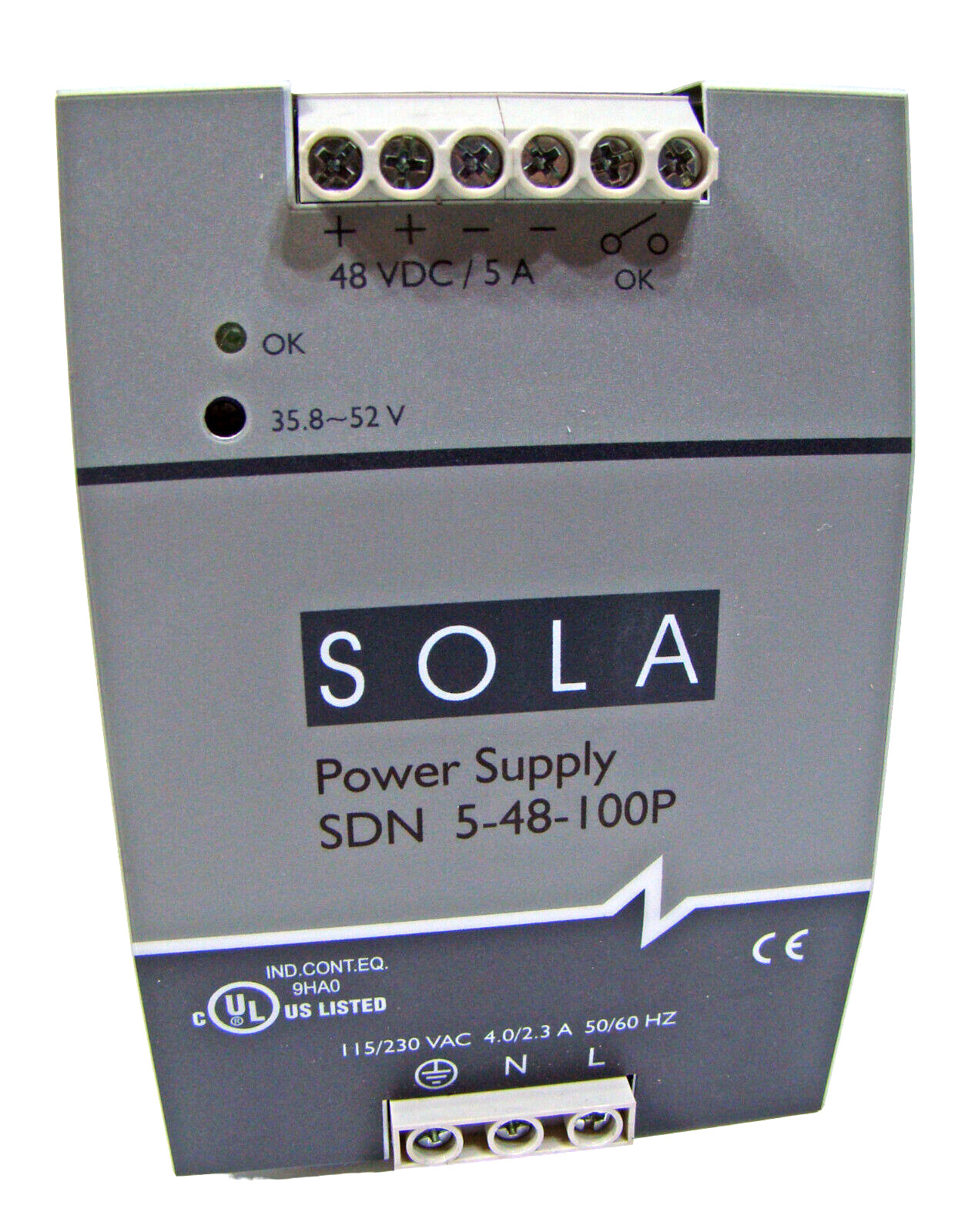 Emerson SOLAHD Power Supply SDN 5-48-100P DIN Mount 115/230VAC 4.0/2.3A 50/60HZ