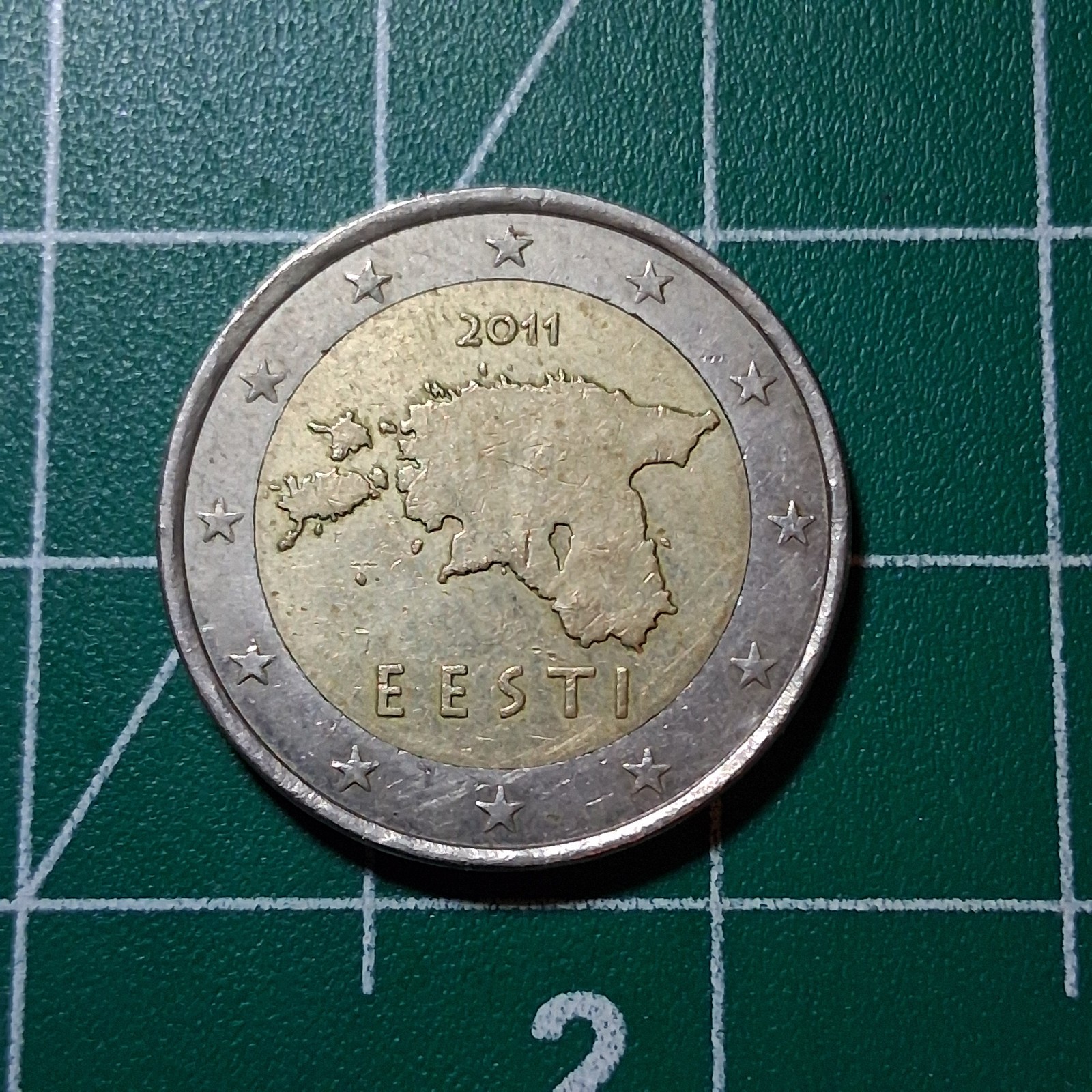 2011 Estonia EESTI Baltic Sea Islands Map Bi-Metal 2 Euro Currency Coin