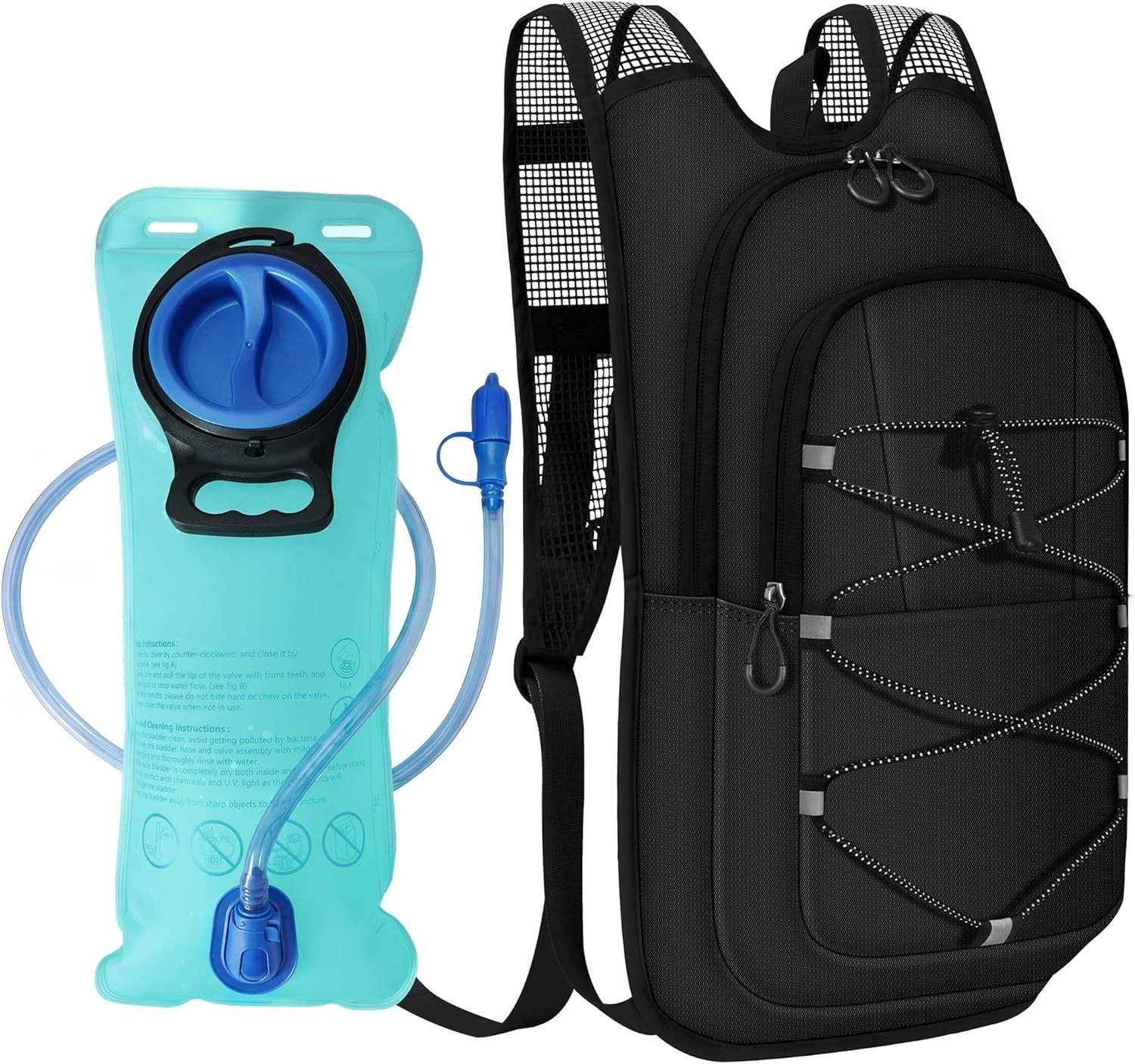 Hydration Backpack - Lightweight Water Backpack with 2L Water Bladder Bag, Ru...