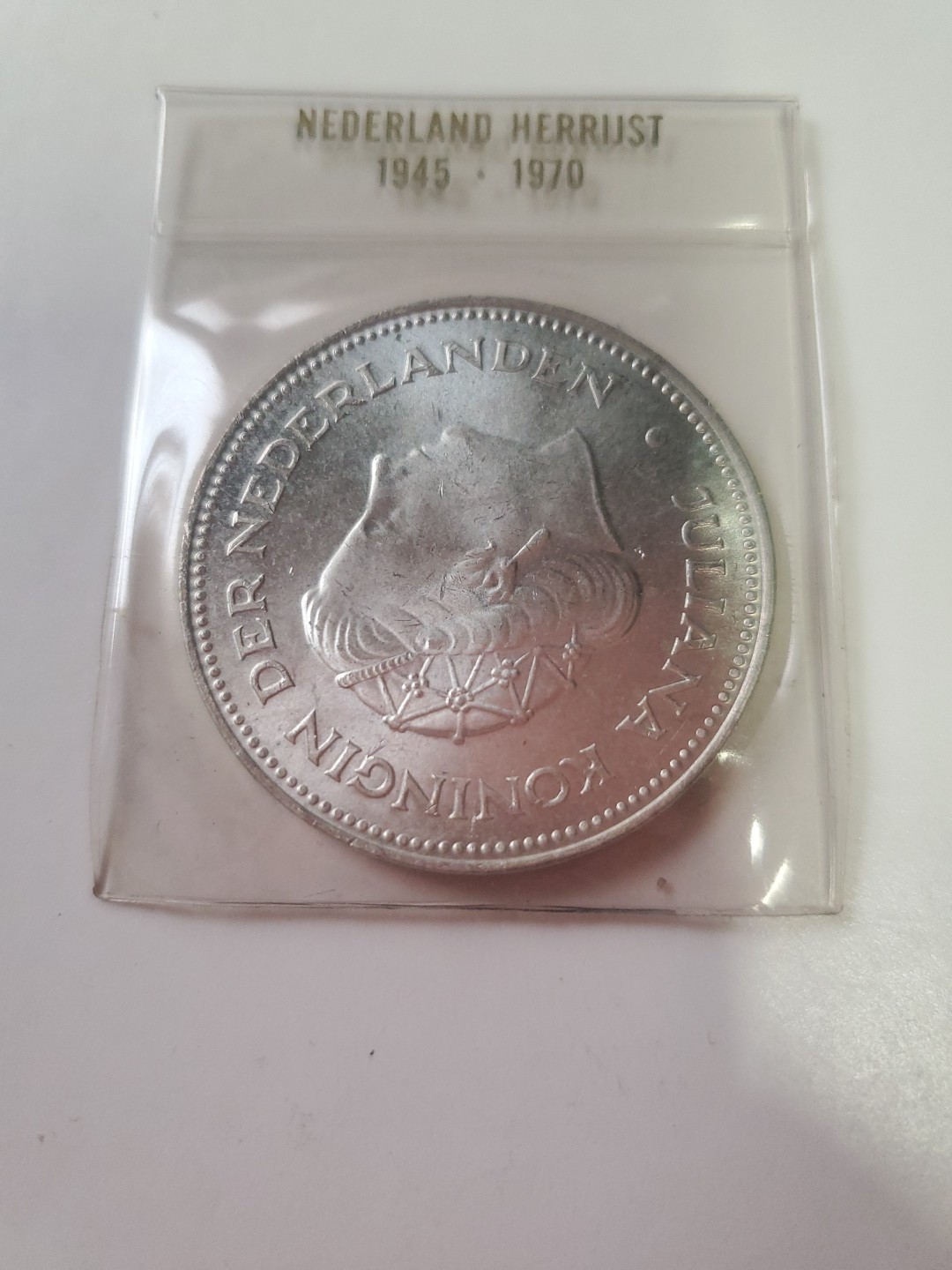 1970 Netherlands 25th Anniversary of Liberation, .720 Fine Silver 10 Gulden Coin