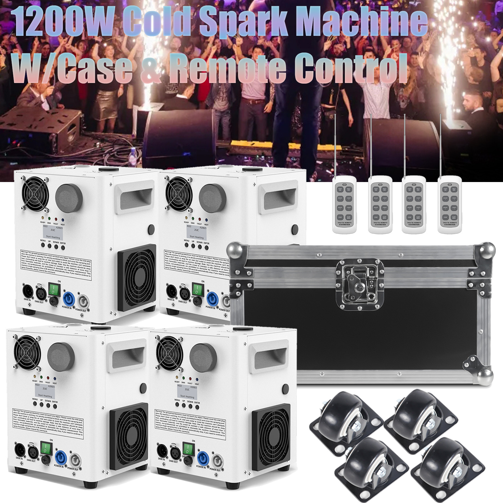 Cold Spark Machine 1200W Stage Effect DMX Firework DJ Disco Wedding Up to 18 Fts