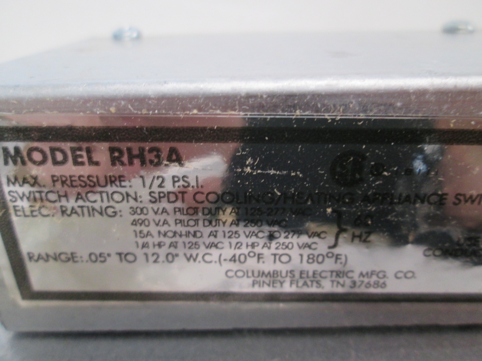 Columbus Electric, RH3A, Air Switch Pressure Control, New