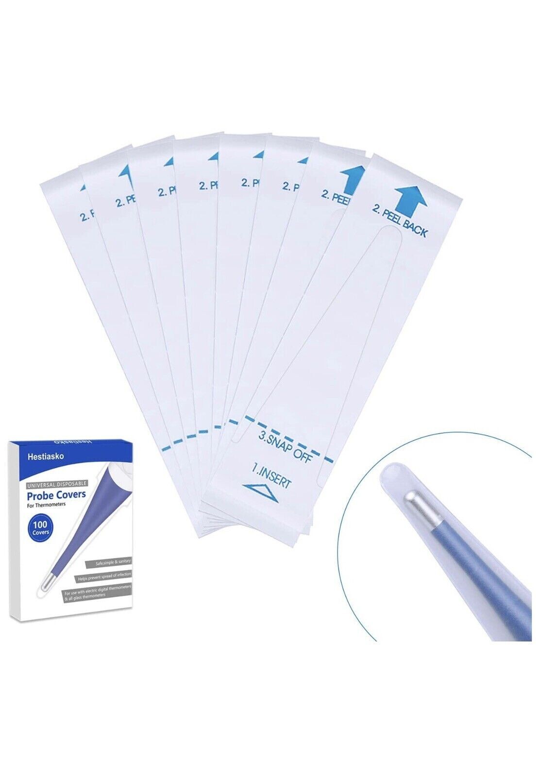 Hestiasko Disposable Thermometer Probe Covers for Digital Thermometers 100 Ct.