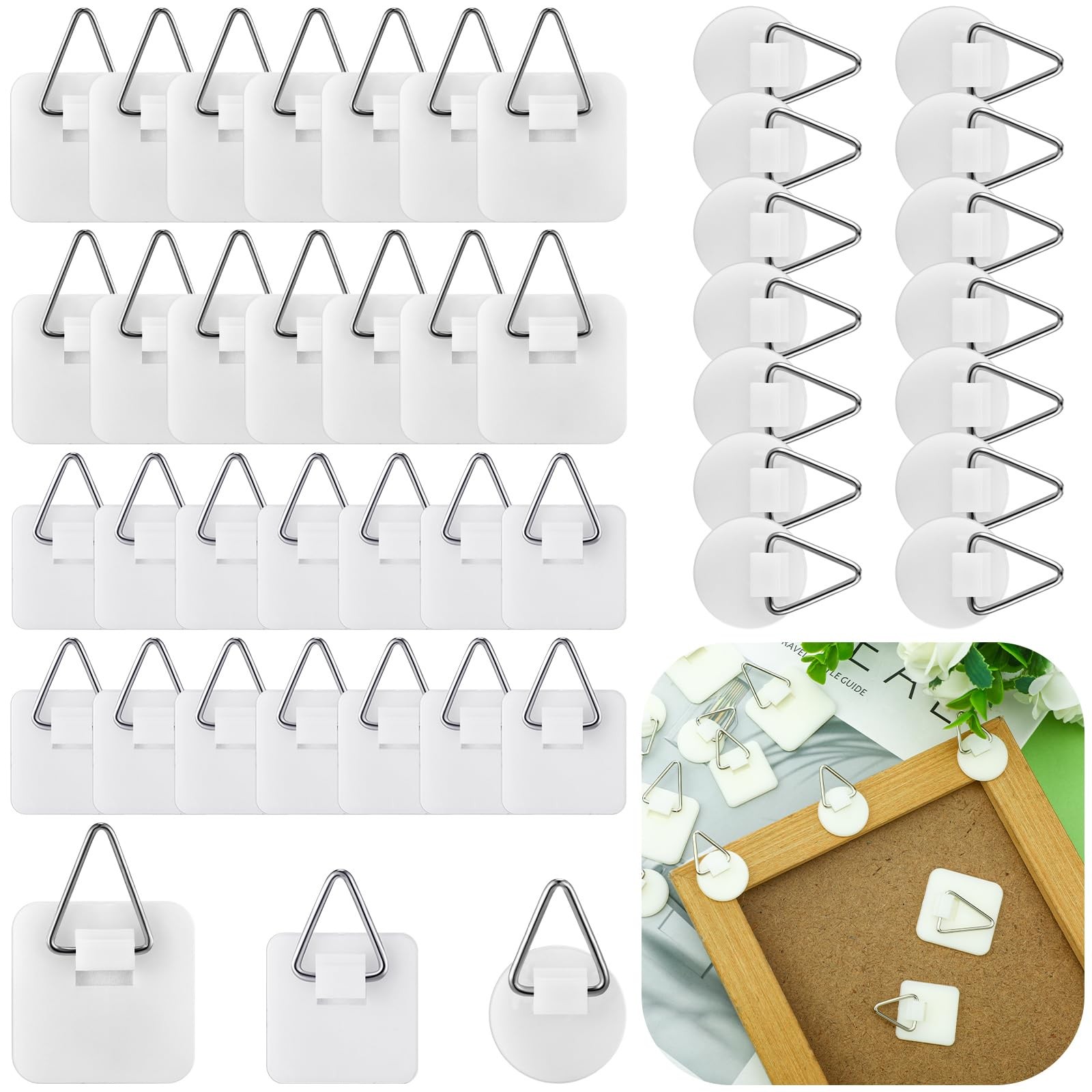 Wenqik 45 Pcs Adhesive Picture Hanger Foamboard Picture Hanging Hooks without Na