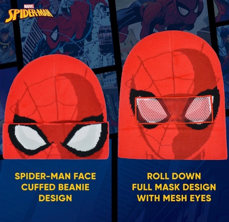 Concept One Marvel Spider-Man Miles Morales Roll Down Cuff Beanie Red Hat NEW