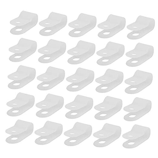 400pcs White Nylon R-Type Cable Clamps Fastener for 1/4 Inch (6.35mm) Dia Wire