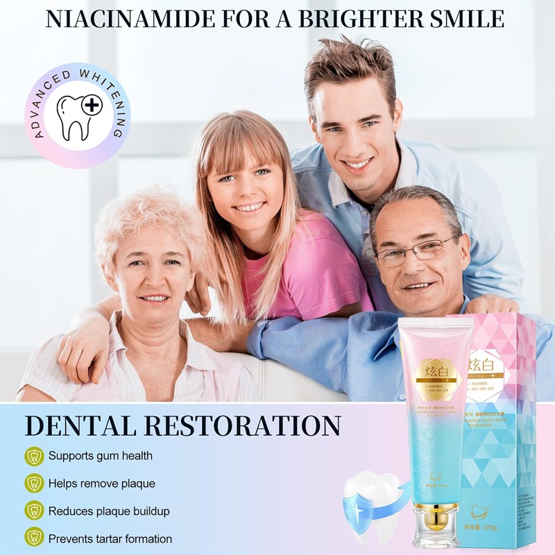 Nicotinamide Tooth Whitening Crystal Toothpaste Fresh Mint Stain Removal