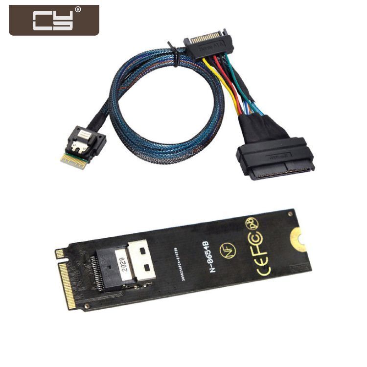 NFHK NGFF M-Key NVME to SFF-8654 Card Adapter and U.2 SFF-8639 PCIe SSD Cable