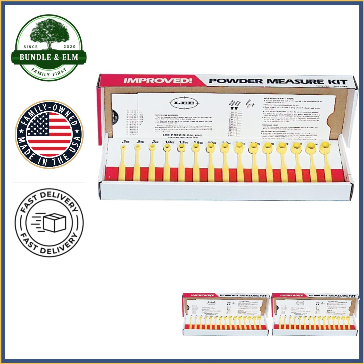 Reloading Powder Measure Set Including 15 Graduated Dippers and Slide Card
