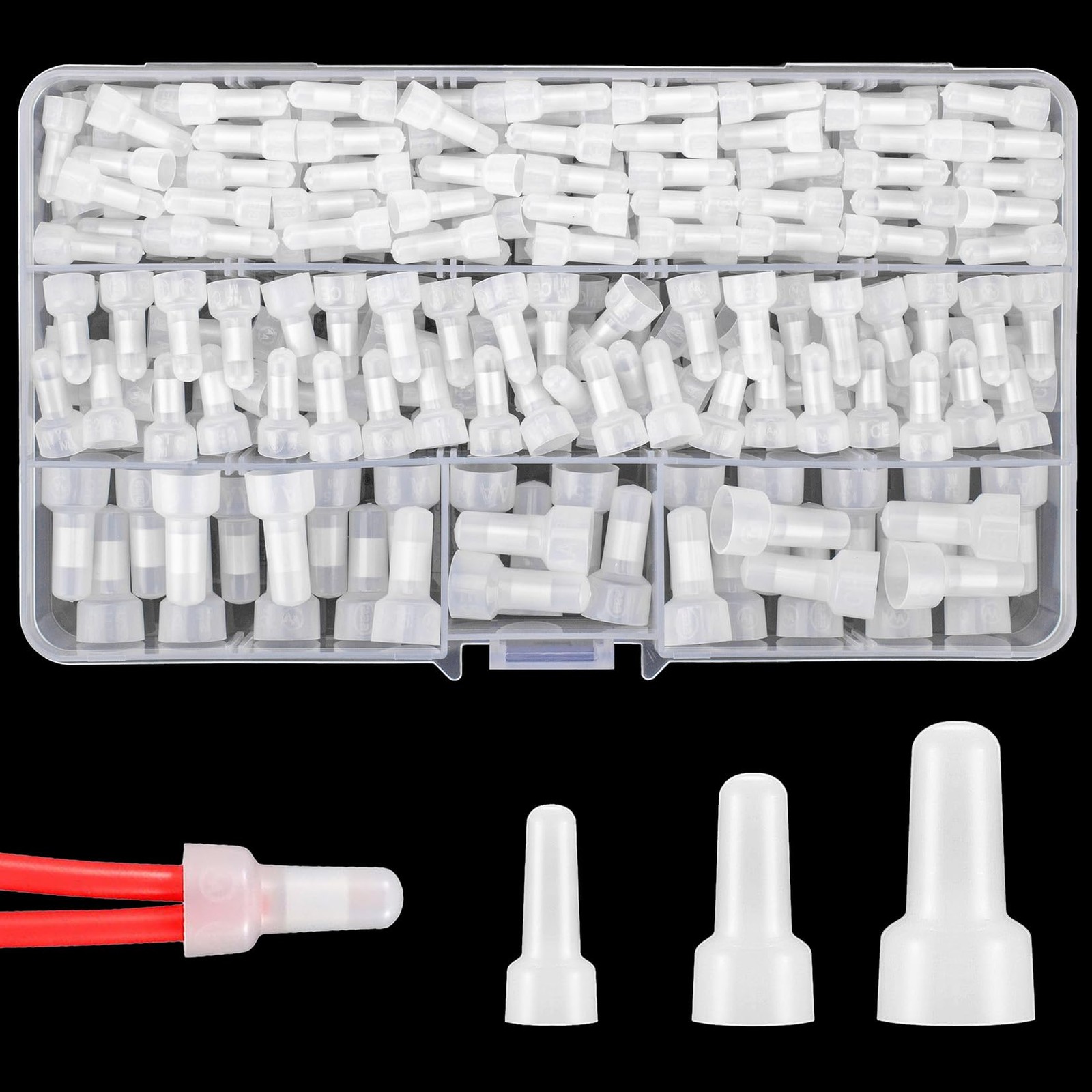 woshilaoDS 250 Pcs Closed End Crimp Connectors, 22-16/16-14/12-10 AWG White
