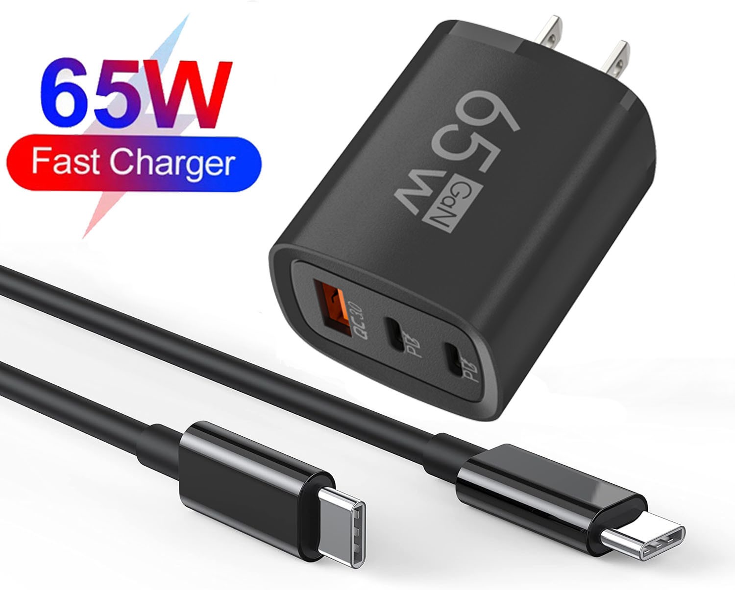 65W Fast Charging USB Type C Wall Charger For Motorola Moto G 2025/Power/Play