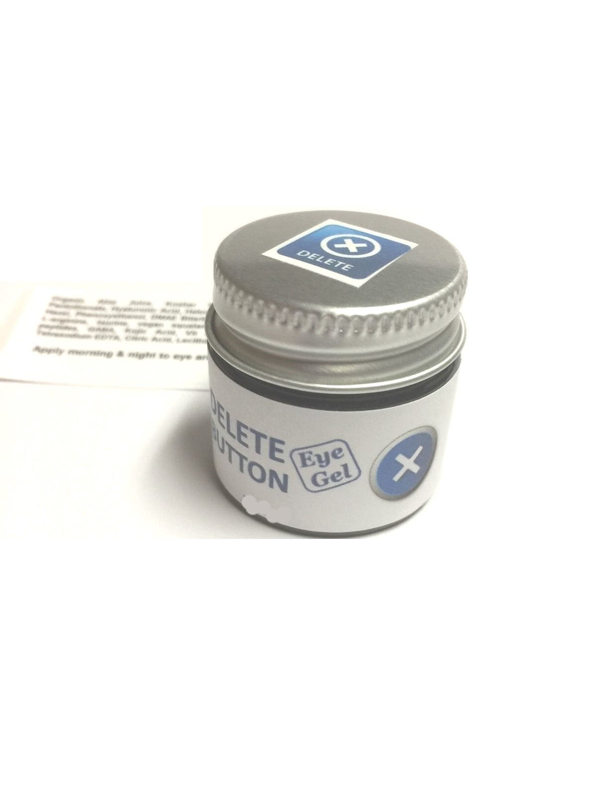 Delete Button Eye Gel Jar DMAE Haloxyl Caffeine Eyeseryl Puffy Dark Circles .5oz