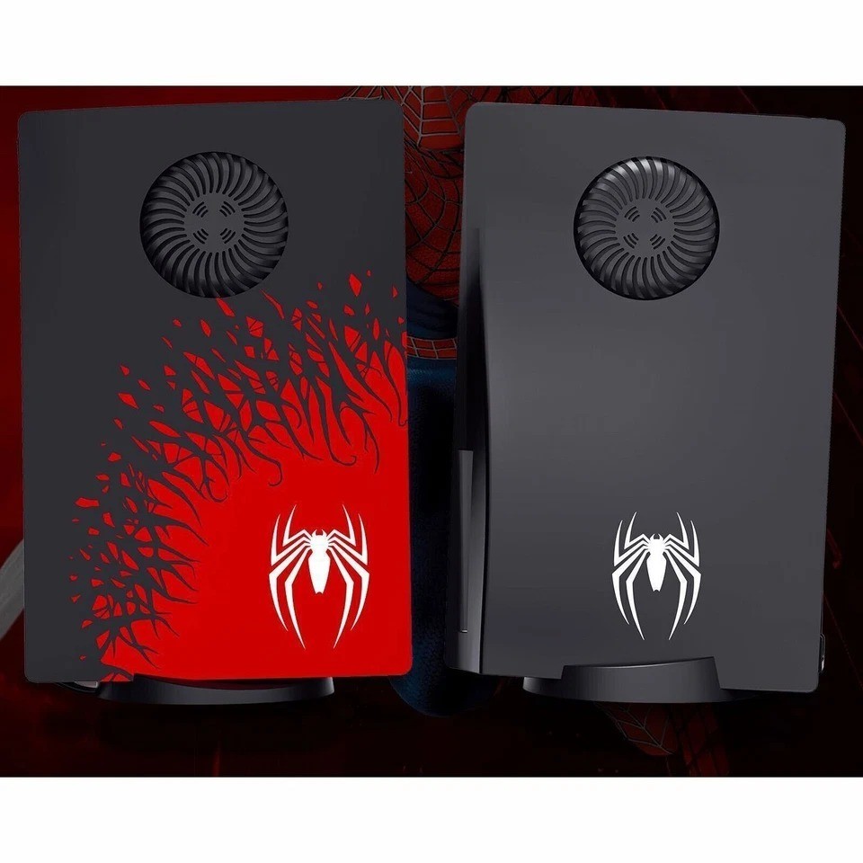 SpiderMan PS5 Vent Plates Covers DISC VERSION Venom PlayStation, Red & Black Set
