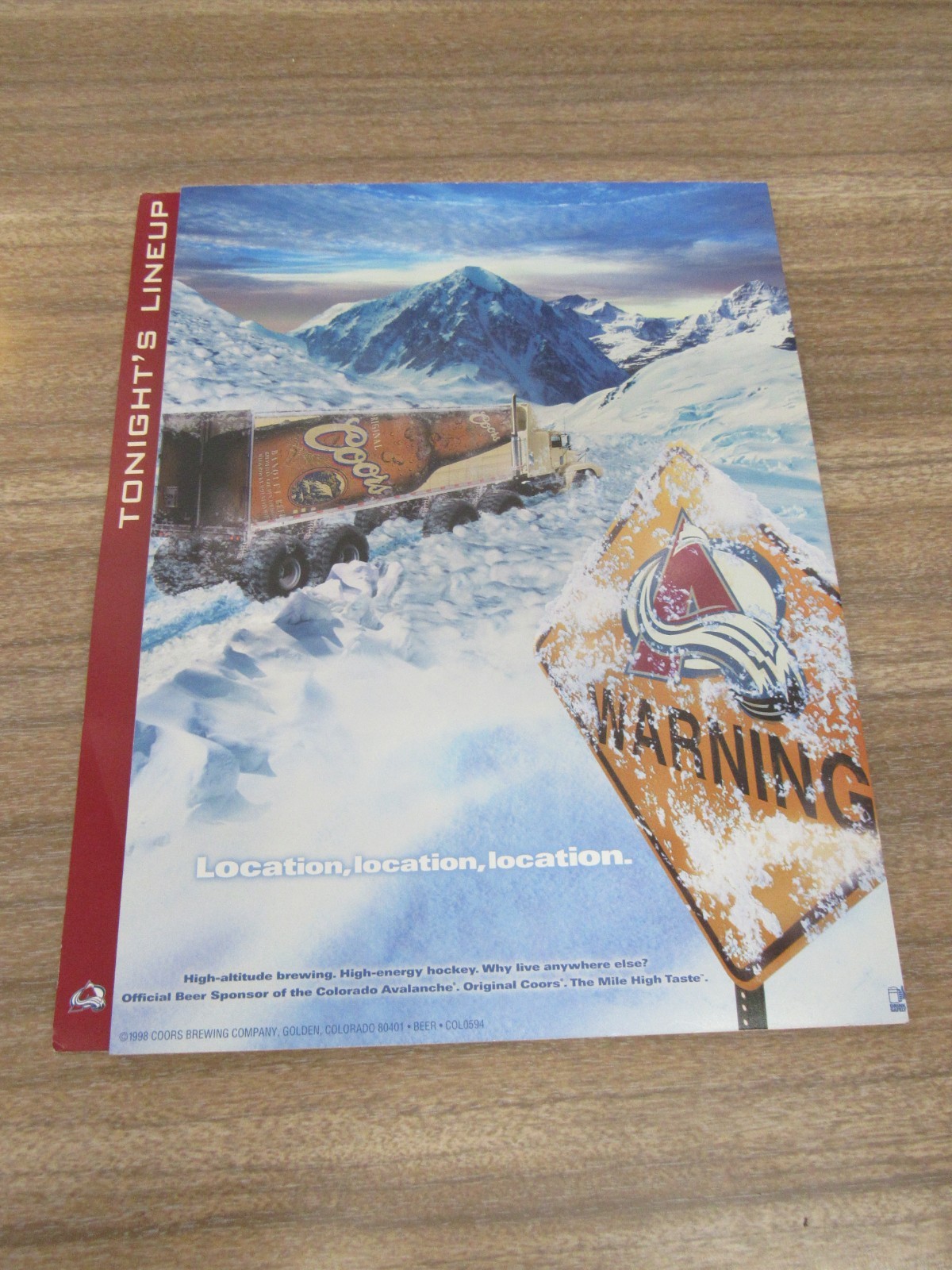 1998-99-Avalanche vs. Red Wings Program 12/2/98 Greg De Vries w/ roster card