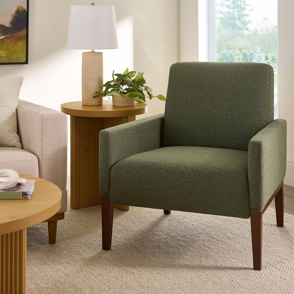 Comfortable Accent Chair Plush Foam Cushion Wooden Legs Modern Home Decor New