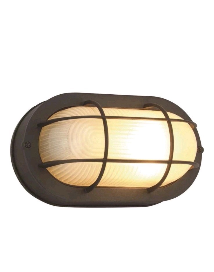 Medium 1-Light Black Outdoor Wall or Ceiling Mounted Fixture Bulkhead with Frost