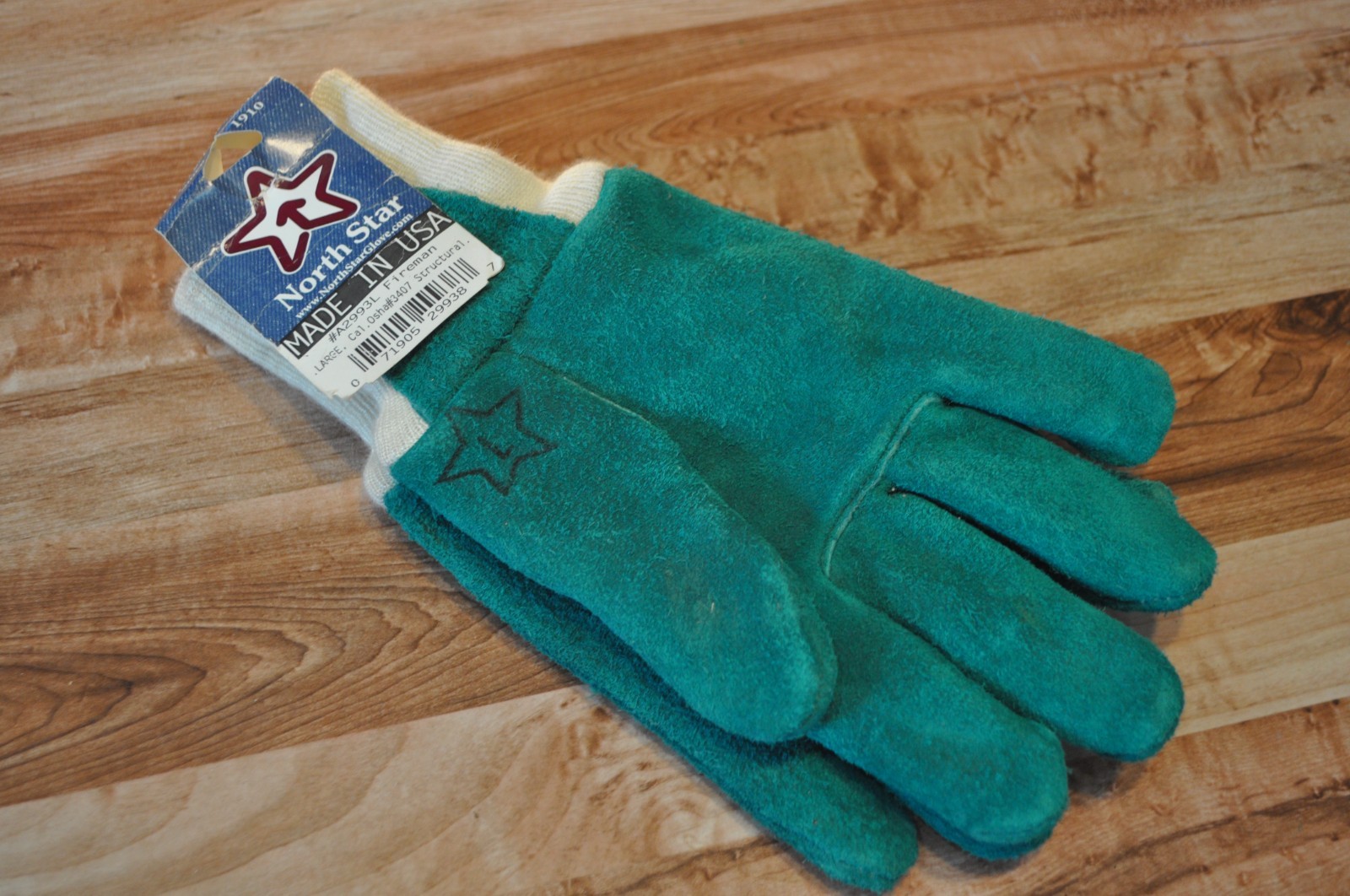 NORTH STAR USA Structural Firefighter Gloves L GREEN wristlet cuff NEW