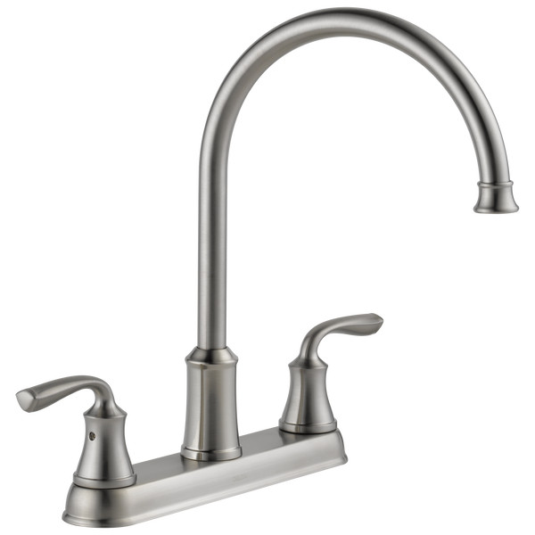 Delta Lorain 2-Handle Kitchen Faucet Stainless-Certified Refurbished