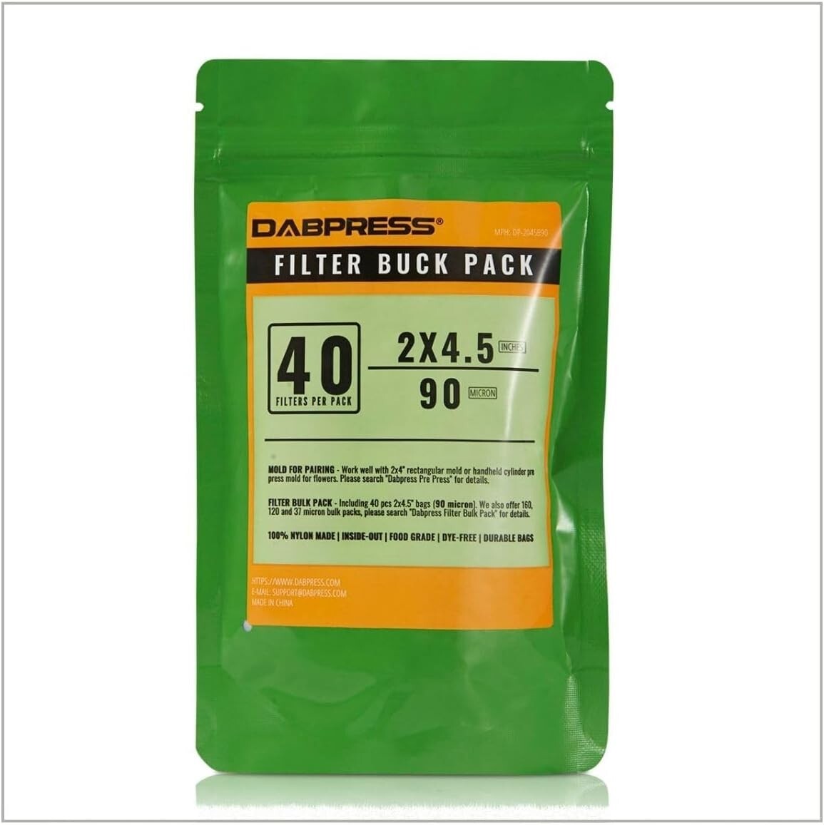 DABPRESS  2x4.5" 90 Micron Nylon Filter Press Bags (40 pack)
