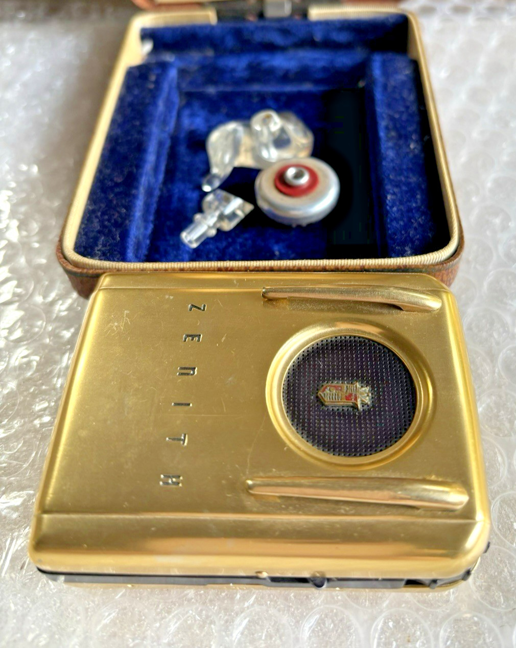 Zenith Royal Hearing Aid 1950's With Case Not Tested