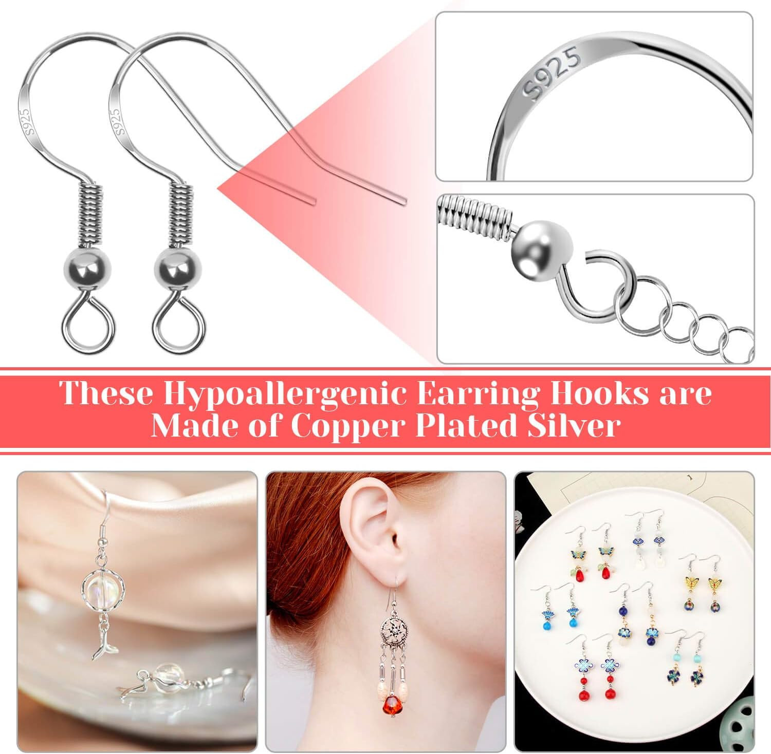Thrilez 3080Pcs Earring Supplies Kit - Includes Hooks, Backs, Rings, Pins, Posts