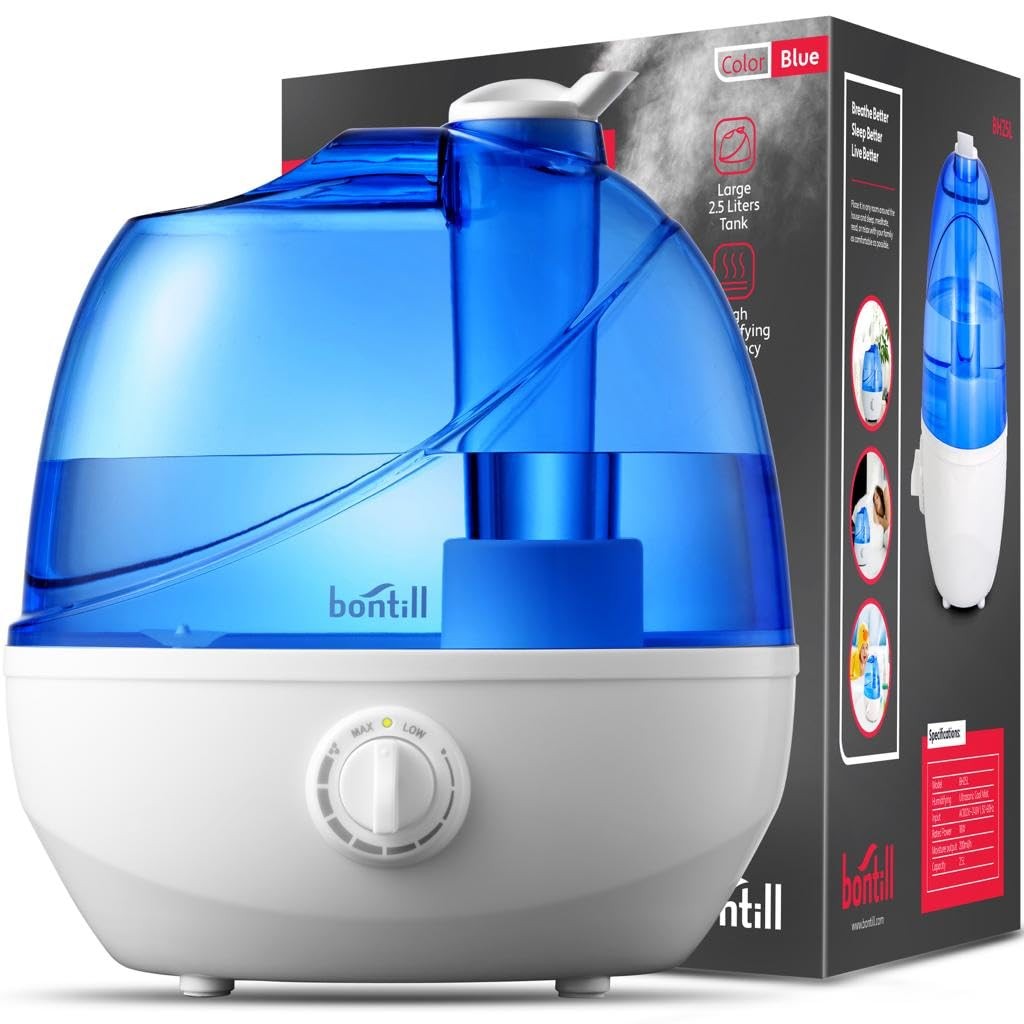 Cool Mist Humidifier for Bedroom & Large Room - 2.5L Quiet Ultrasonic