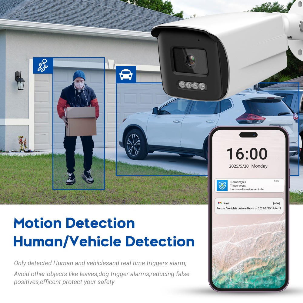 6PCS/SET VIKYLIN 8MP 4K IR Bullet Security Camera Motion Detection Built-in MIC