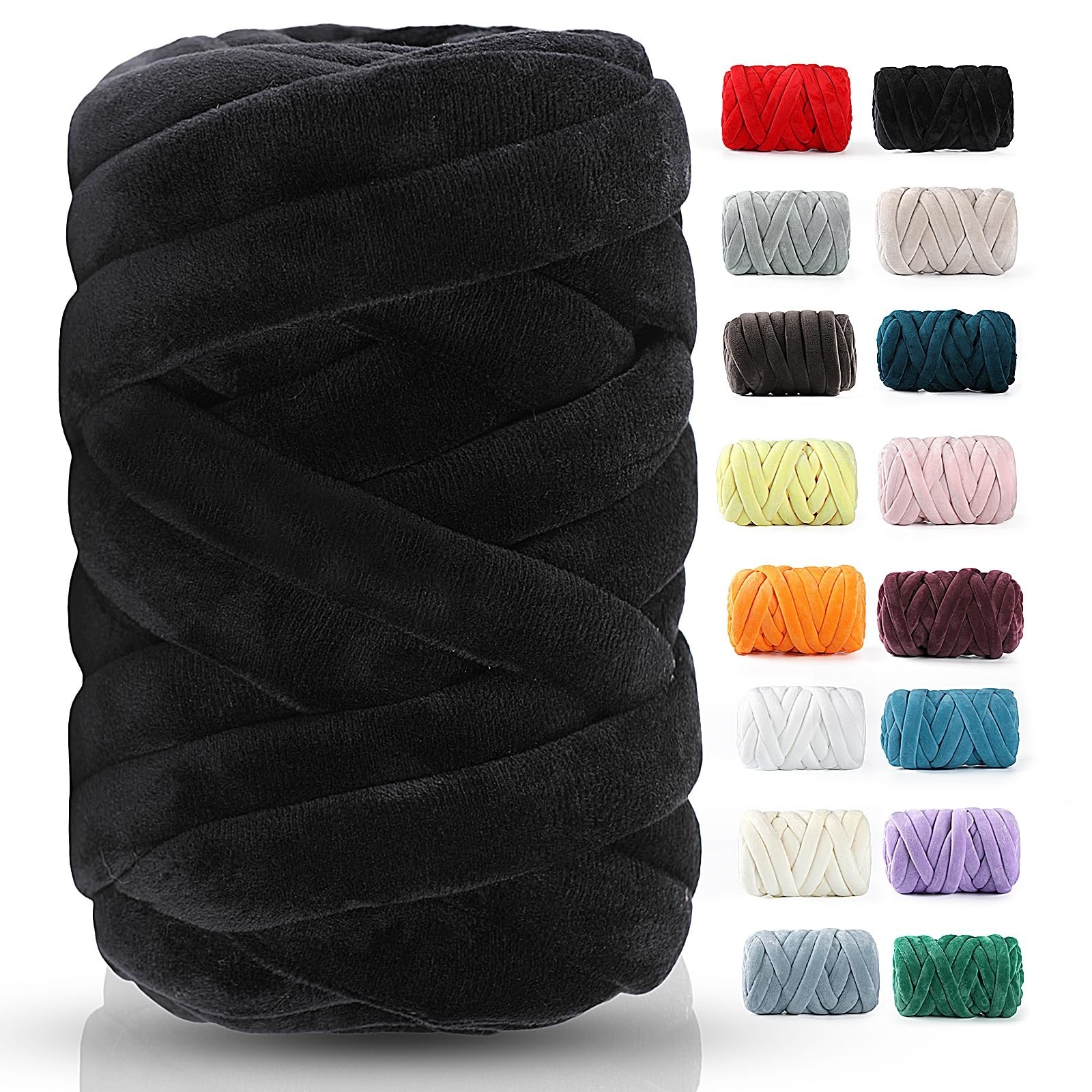 Chunky Yarn for Hand Knitting- Velvet Chenille Tube Yarns- Jumbo Yarns for Bl...