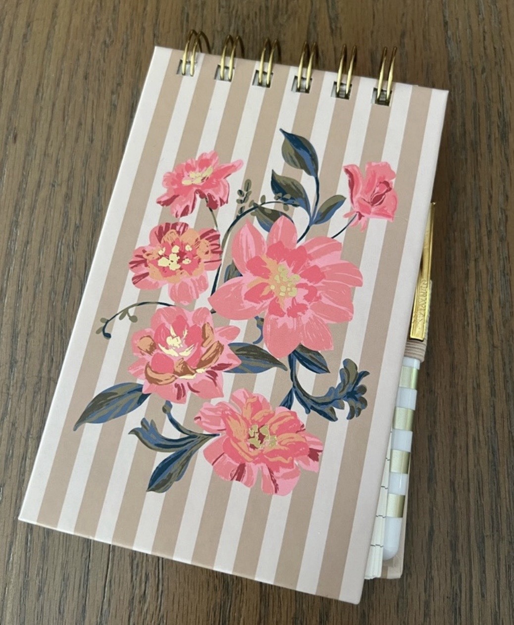 Lady Jayne Ltd Gold Floral Notepad W/ Pen NEW