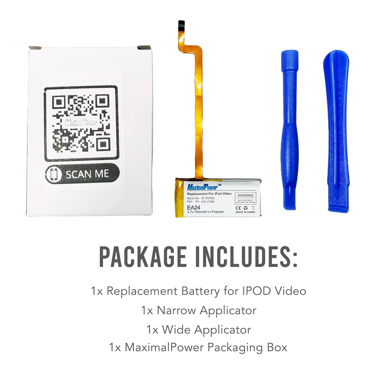 Replacement Battery Kit for iPod Video 30 GB -Silver with tool