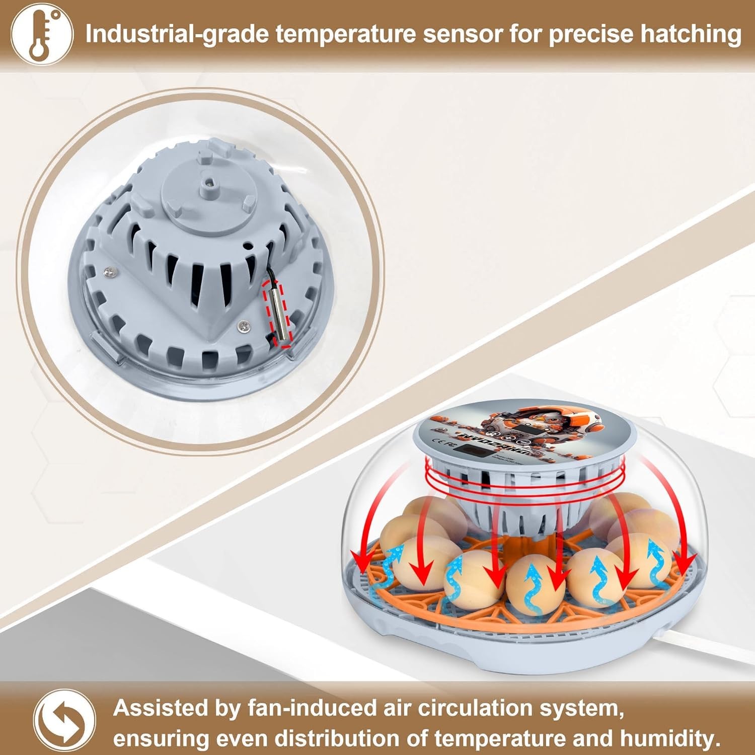 Compact 12-Egg Smart Incubator with Automatic Turner & Temperature Control