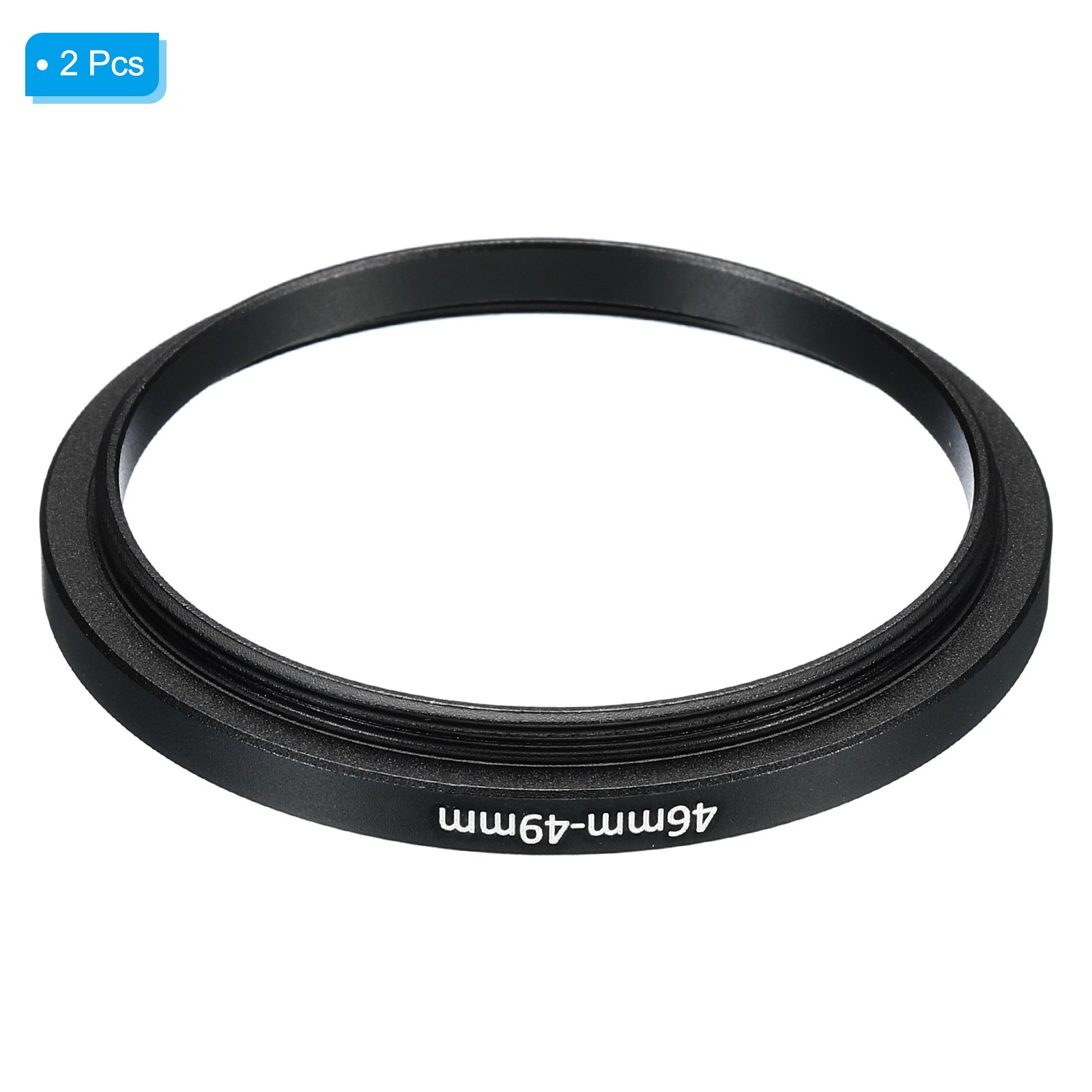 2Pcs Metal Step Up Ring 46mm-49mm Camera Lens Filter Adapter Ring Black