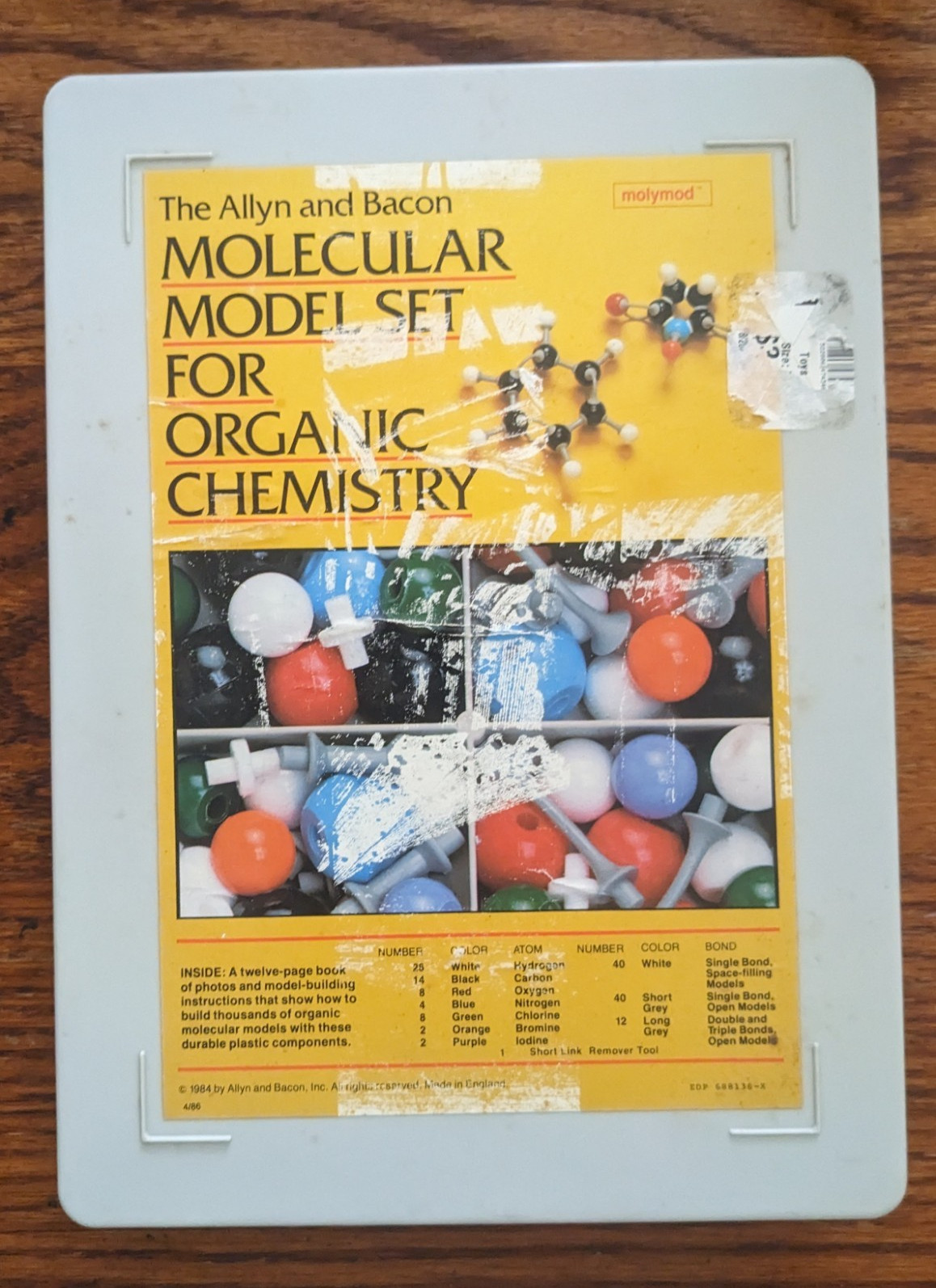 Allyn and Bacon Molymod Molecular Model Set for Organic Chemistry 1984 Vintage