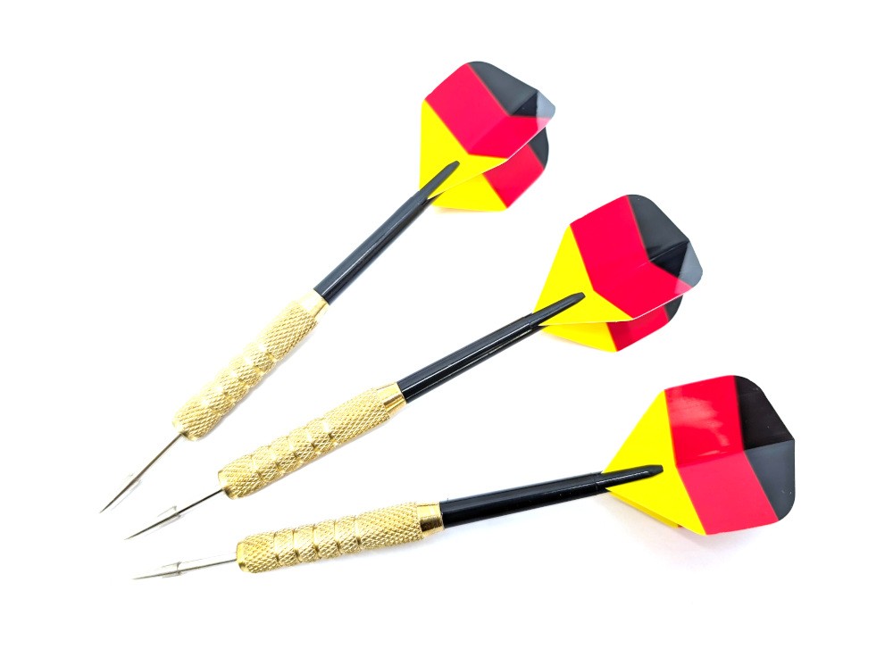 3X Dart Arrows Germany 19G Metal Tip Steel Dart PVC Shaft Flag Gold Country