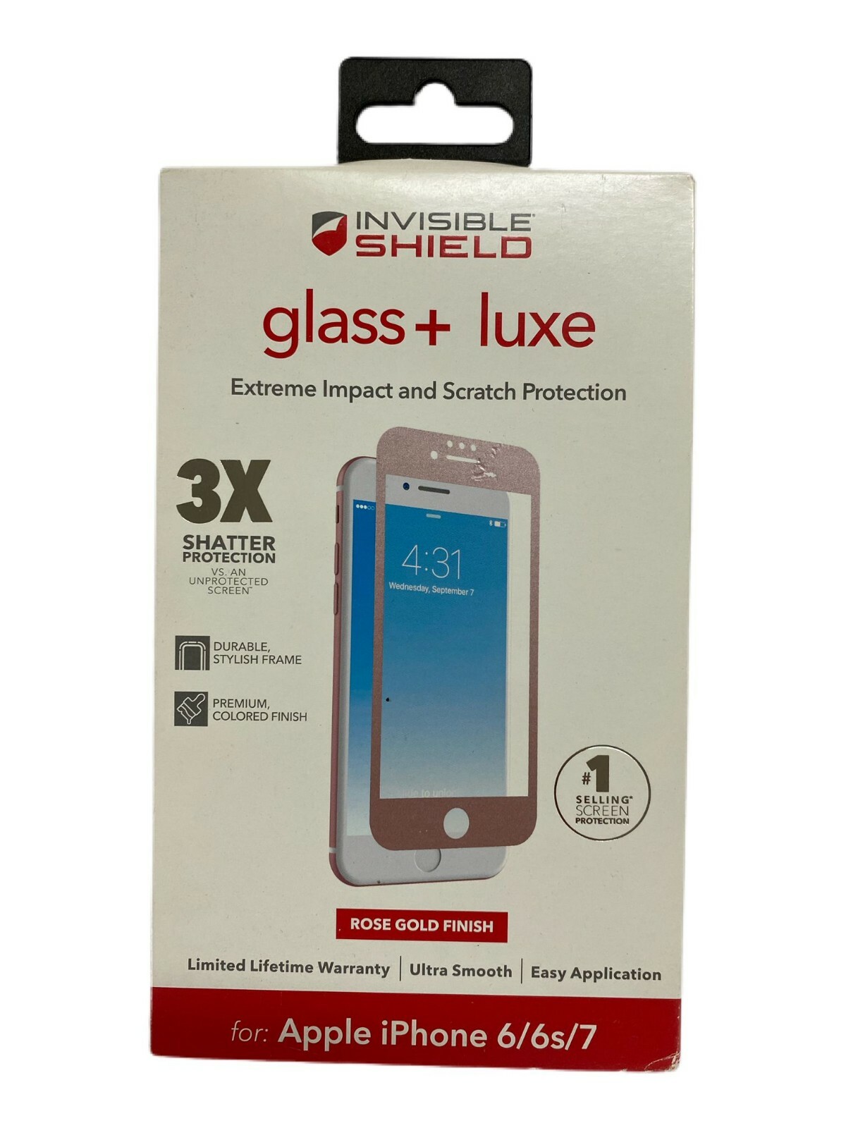 Zagg Glass + Luxe Screen Protector for iPhone 7 iPhone 8 & 6 (4.7inch) Rose Gold
