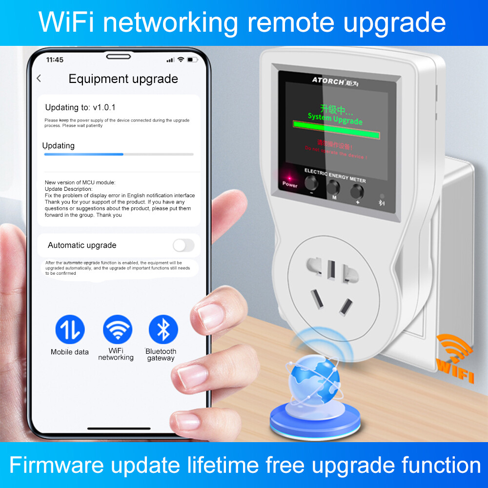 For Tuya LCD Digital WIFI Timer Smart Metering Socket Power Statistics Switch