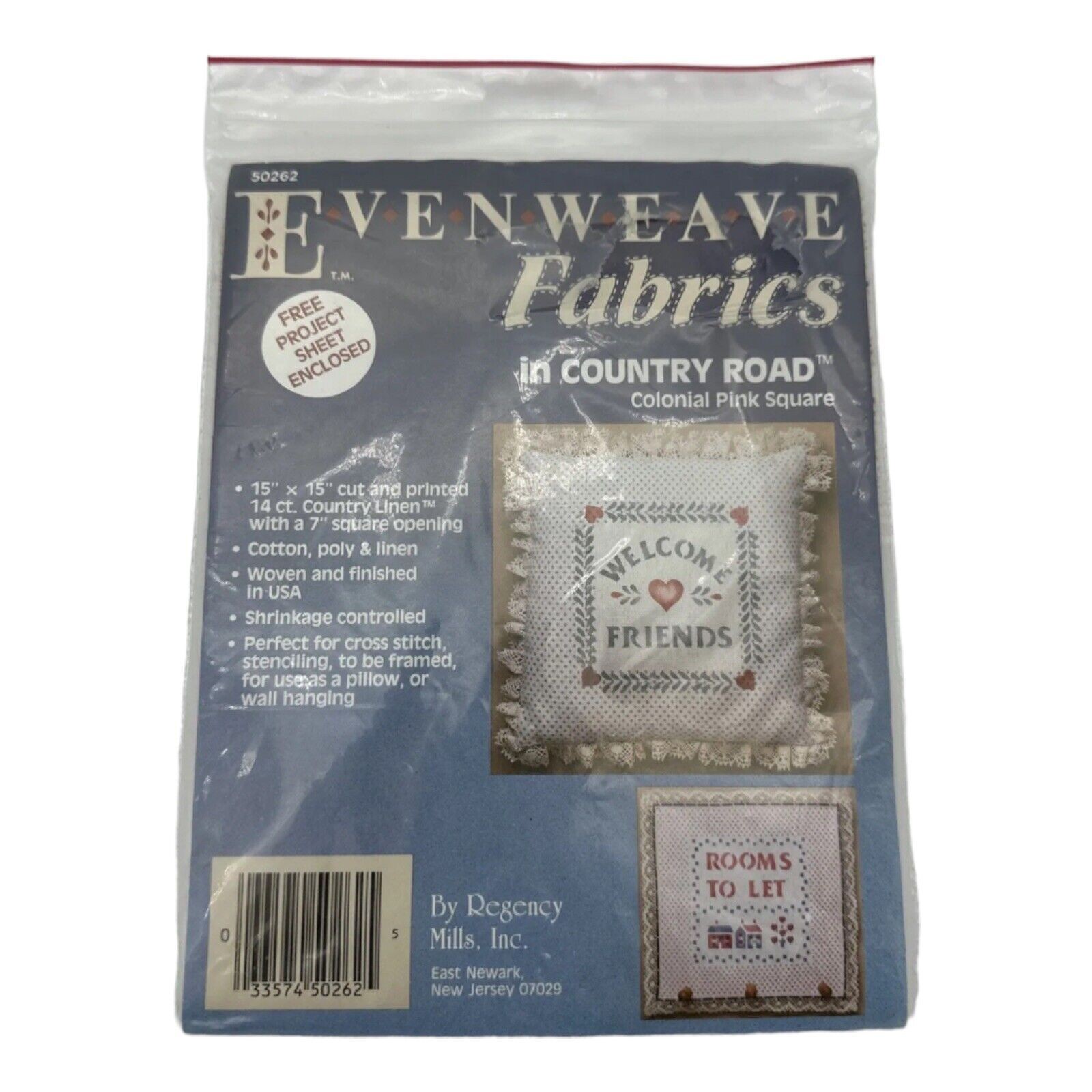 Evenweave Fabrics 15"x15" Cut & Printed Open 14 Ct Colonial Pink in Country Road