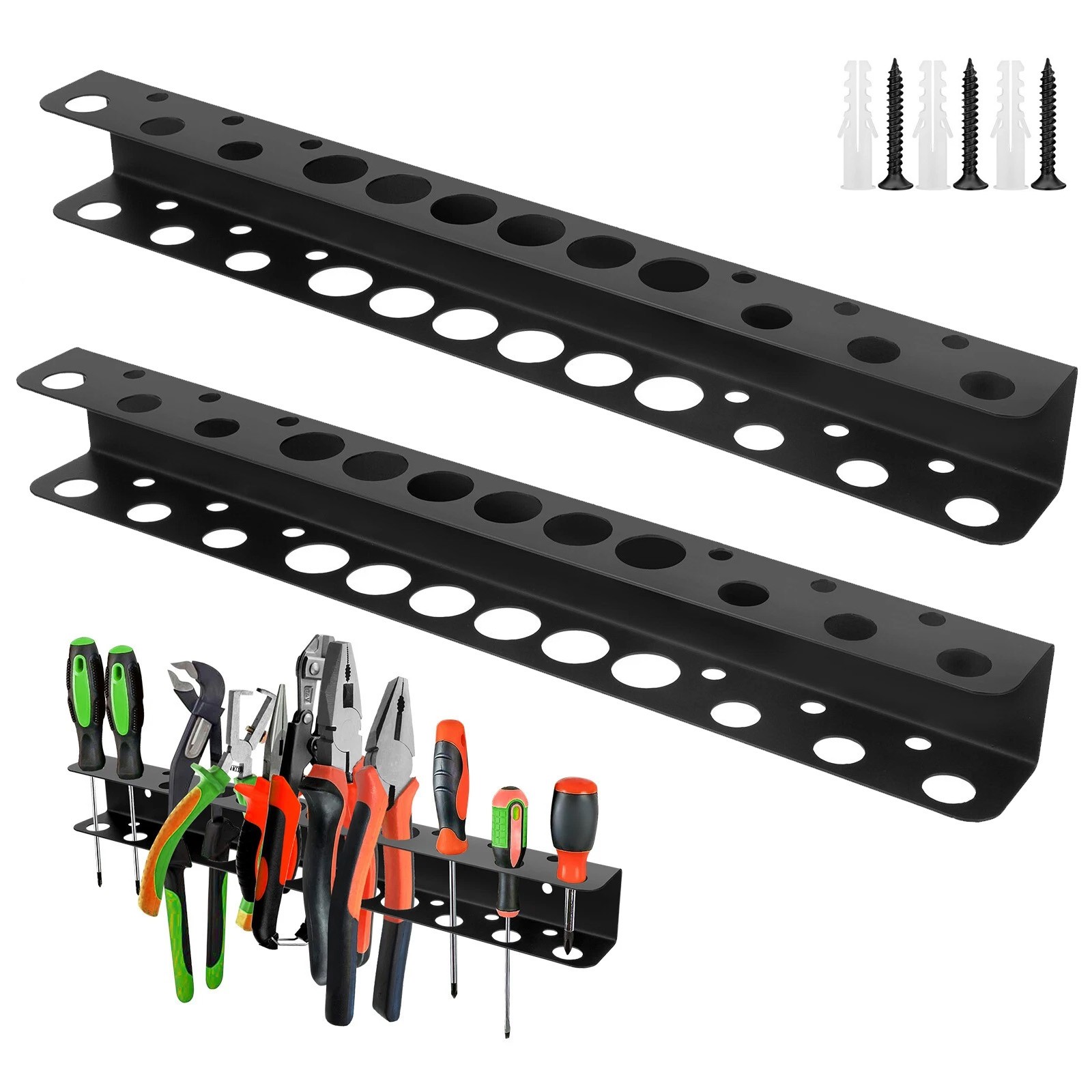 2xGarage Wall Mount Tool Storage Rack Screwdriver Organizer Hanging Holder Shelf