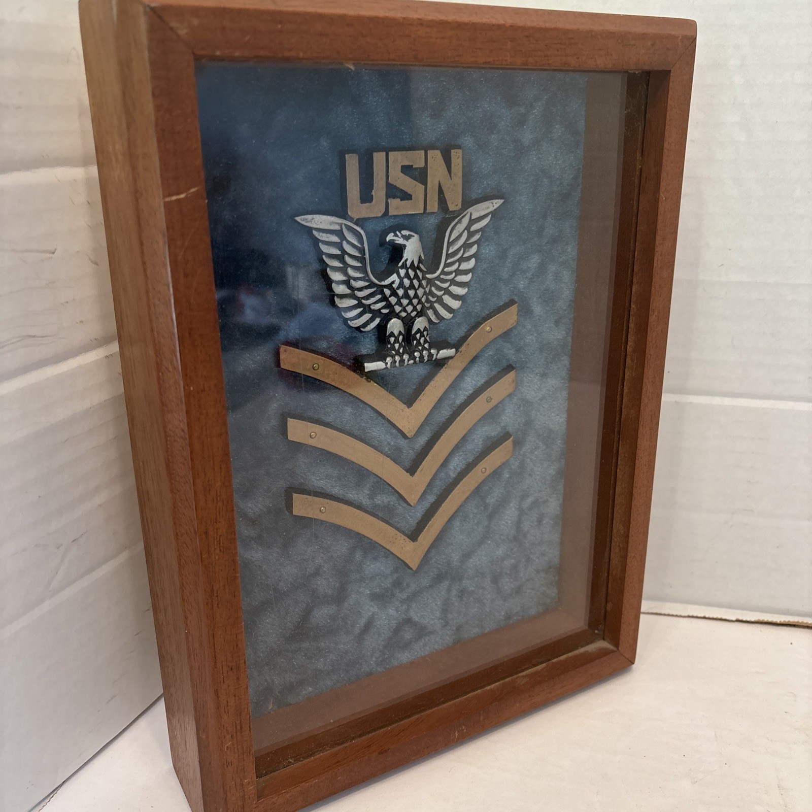 US Navy First Class Petty Officer Wood Frame Display 9”x12”