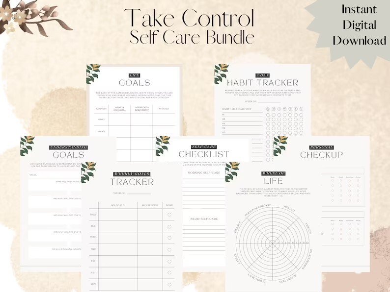 Take Control Self Care Bundle Digital Download: Transformative Wellness Practice