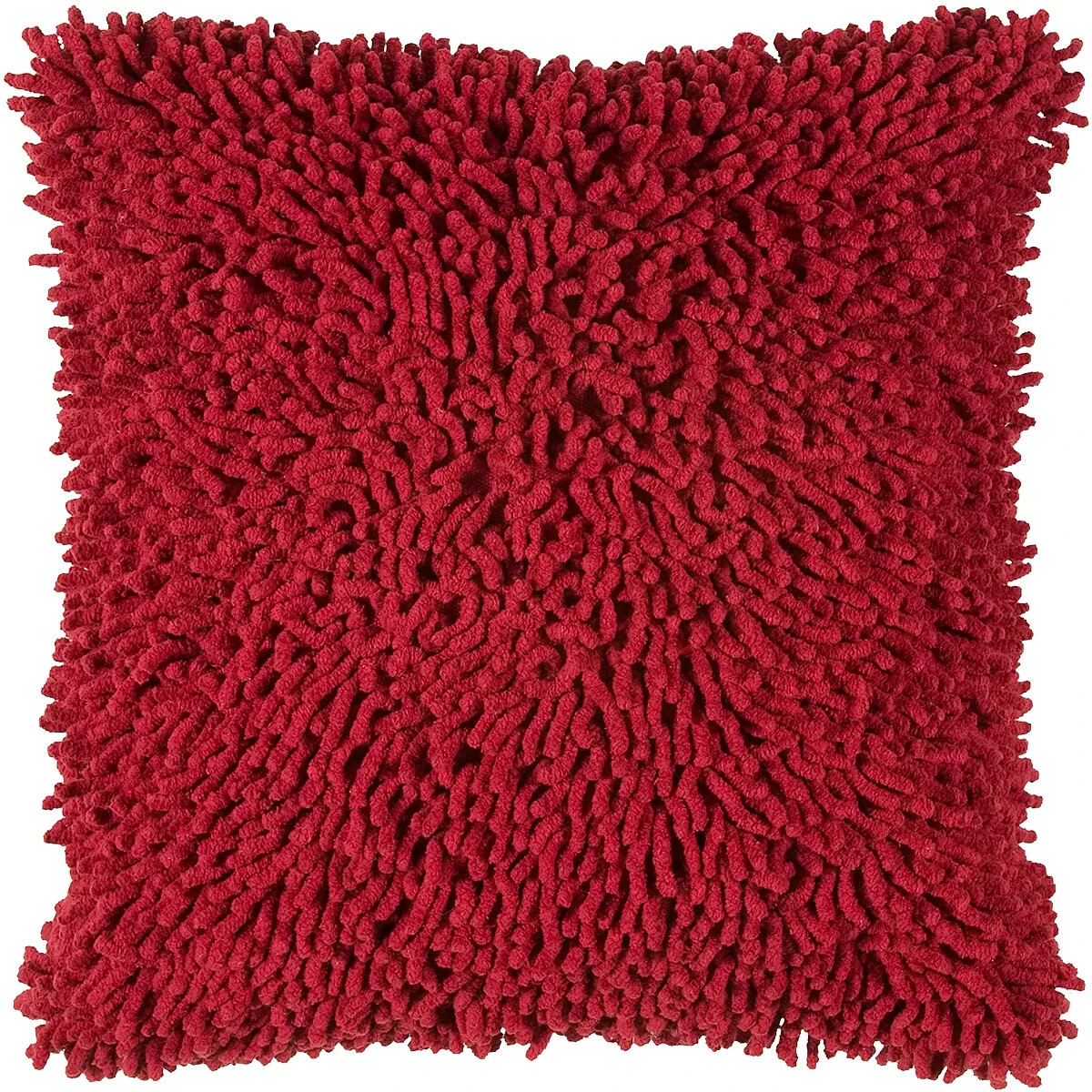 Rizzy Home Shag Solid Polyester Filled Decorative Pillow, 18" x 18", Red, NWT