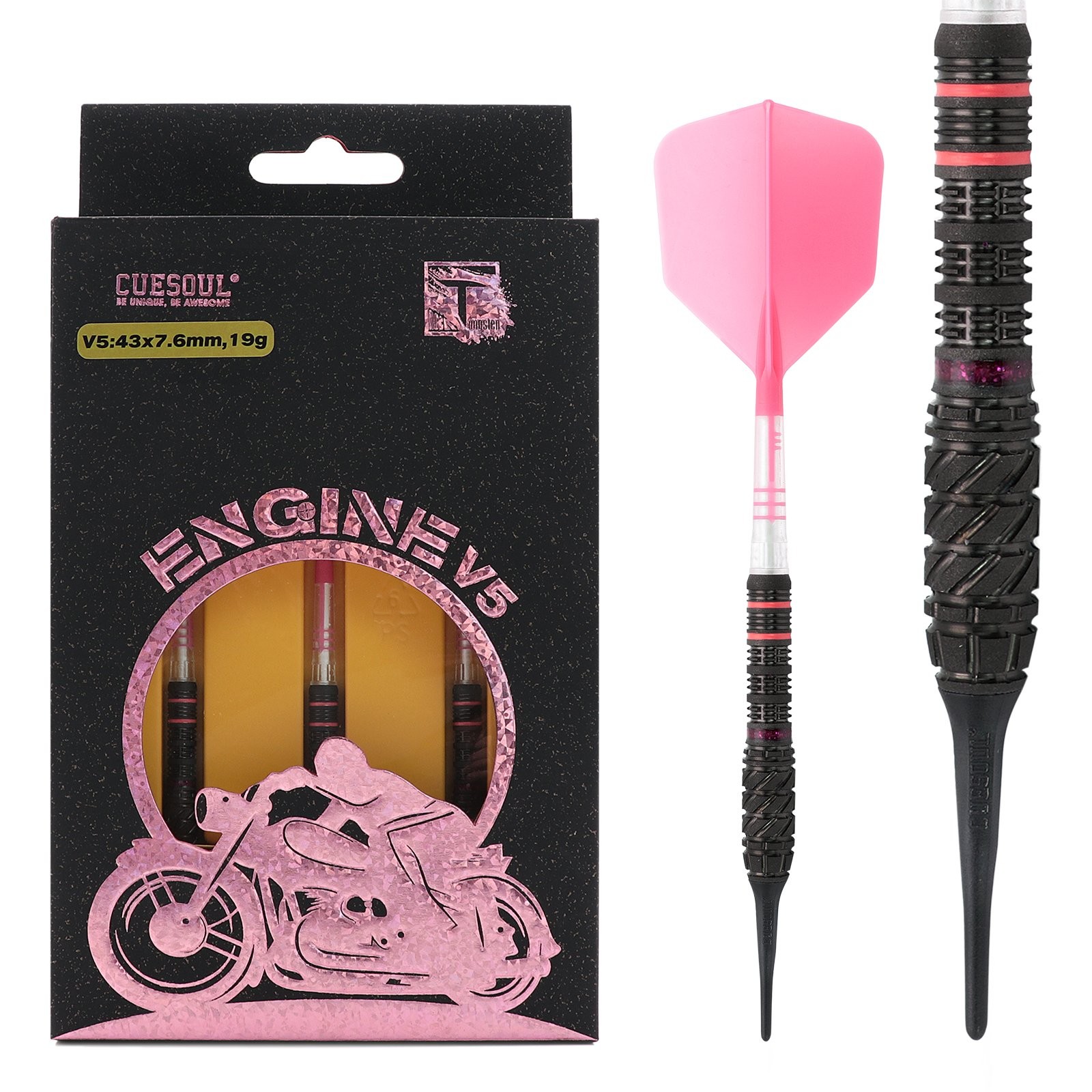 CUESOUL ENGINE V5 19/21g Soft Tip 90% Tungsten Dart Set with Oil Paint Finished