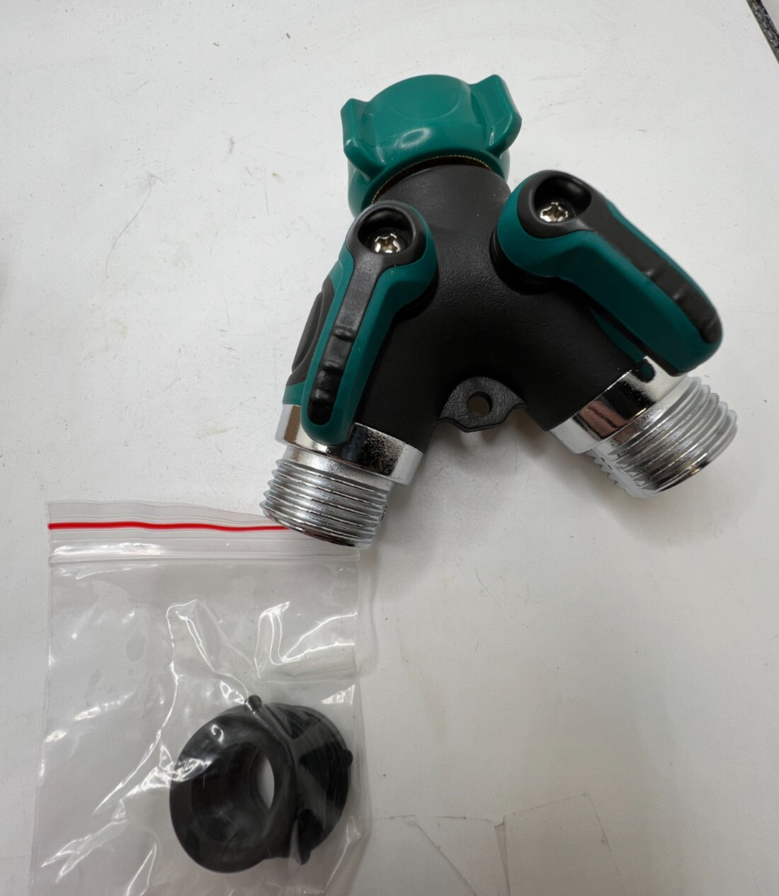 Garnen GAN09504 2 Way Metal Body Garden Y Hose Water Splitter 3 Rubber Washer