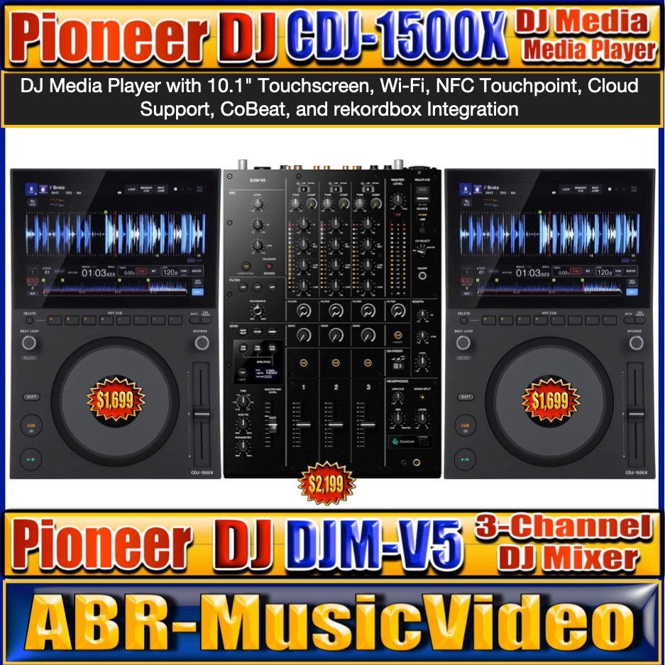 Pioneer DJ AlphaTheta CDJ-1500X DJ Media Player & Pioneer  DJ DJM-5 3-Chan Mixer
